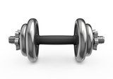 Metal dumbbell isolated on white background 